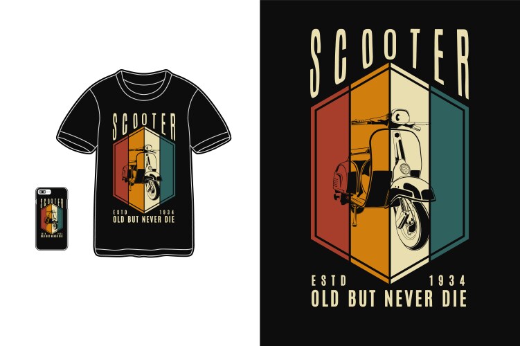 Retro Scooter Silhouette T-Shirt Vector Image