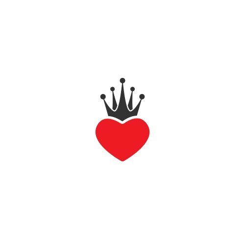 Flat red heart with royal crown isolated on white Vector Image