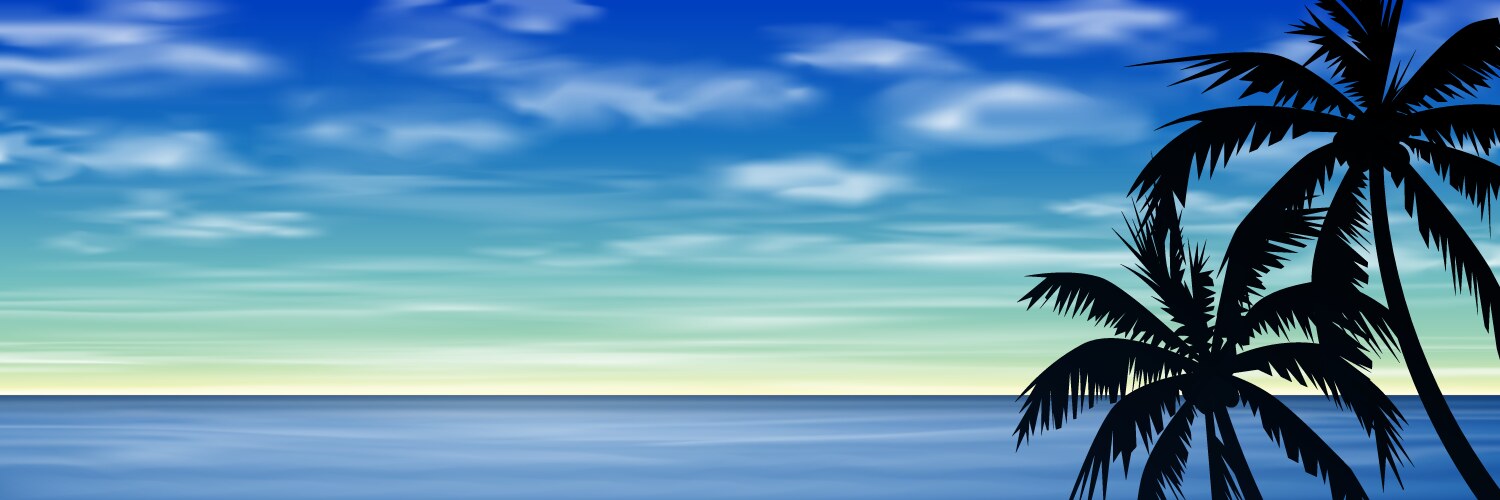 Sunset sunrise with palm tree Royalty Free Vector Image