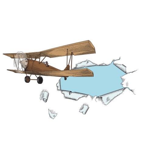 Plane flies through paper Vector Image