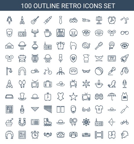 49 retro icons (36982789) – Free Vector | VectorStock