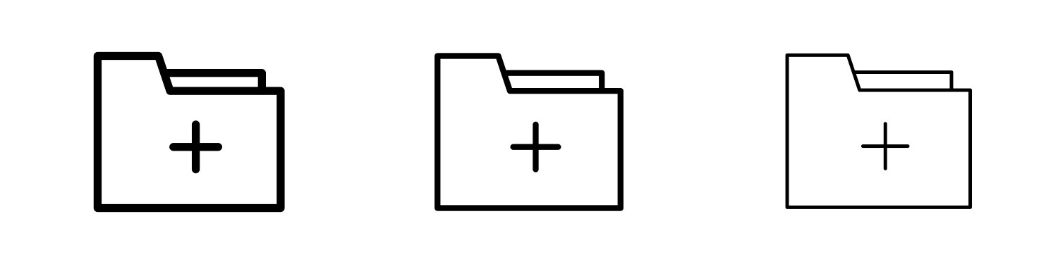 Add folder icons in three different stroke lines vector image