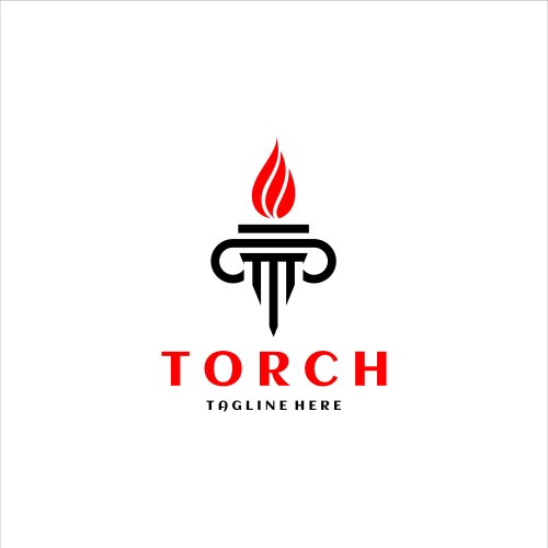 Burning Torch Logo - T Initial Vector Image