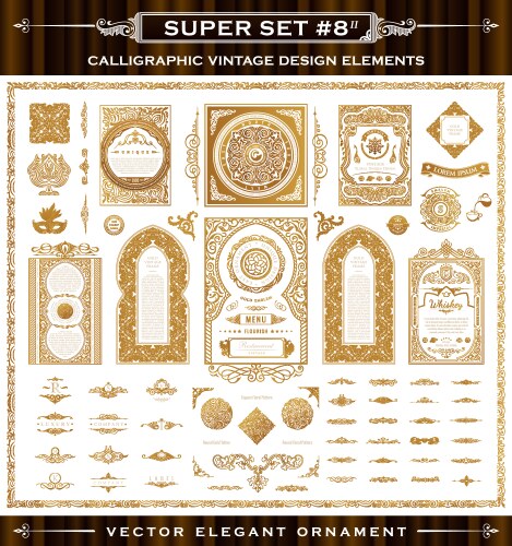 Calligraphic elements vintage ornament set Vector Image