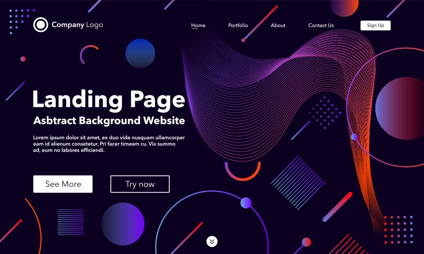 Gradient abstract background landing page Vector Image