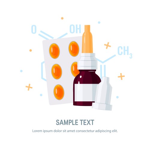 Pharmacy bottle and pills concept in flat style Vector Image