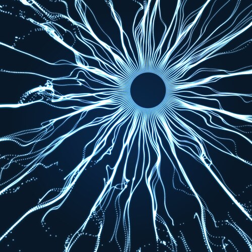 Array with dynamic particles 3d technology style vector image