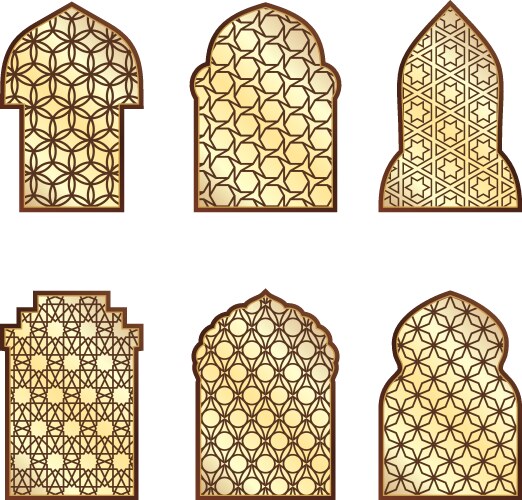 Islamic windows and doors with arabian art Vector Image
