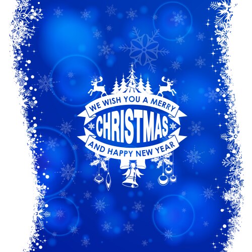 Blue design with snowflakes and white christmas Vector Image