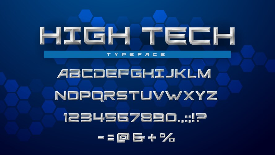 font alphabet high tech type digital technology vector image