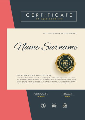 Golden frame certificate template Royalty Free Vector Image