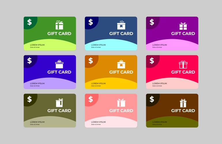 set gift card template for shop or business vector image