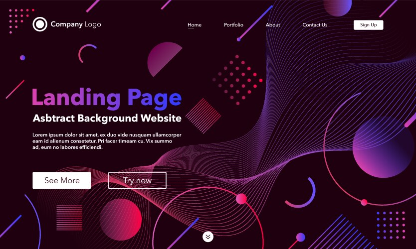 Gradient abstract background landing page Vector Image