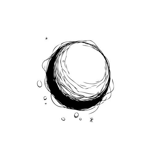 Crescent Moon Sketch - Ethereal Night Vector Image