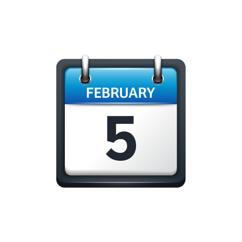 february 5 calendar icon flat vector image