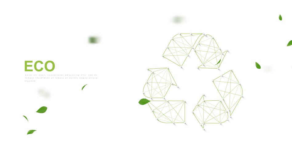 Recycle icon form line triangles and particle vector image