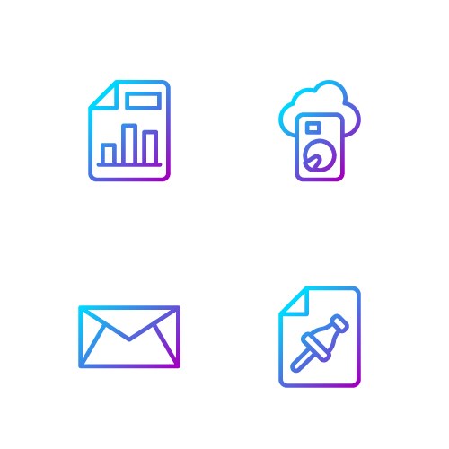 Set line note paper with push button mail and e vector image
