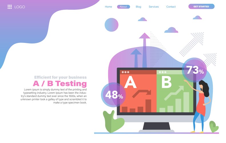 Web header template a b split testing vector image