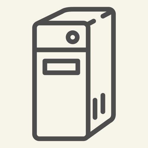 System unit of a computer line icon pc block vector image