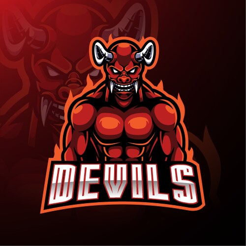 Fiery Red Devil Logo Vector Image