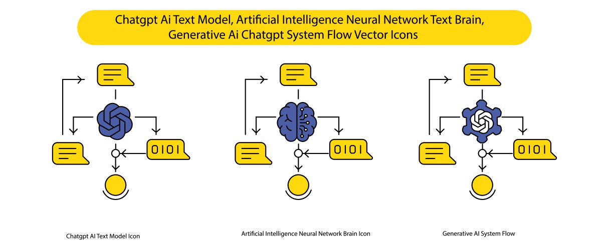 Neural network ai brain text generative chatgpt vector image