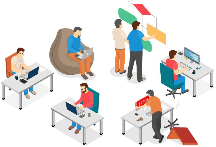 Software developing company team work together vector image