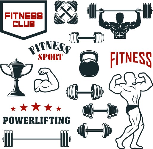 Fitness & Strength Icon Set Vector Image