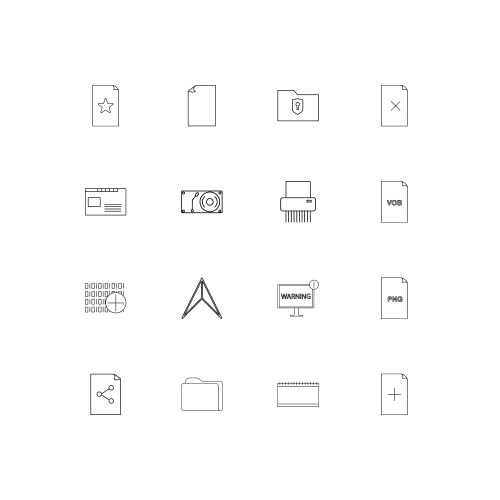 Files and folders sign simple linear icons set vector image