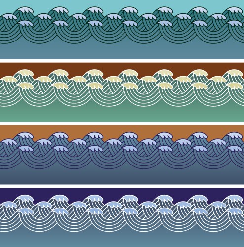Blue waves seamless line patterns Royalty Free Vector Image
