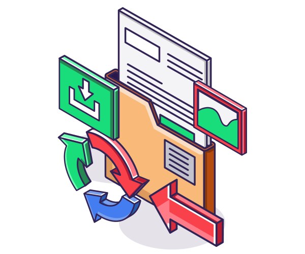 Email data transfer transactions and downloads vektorbild