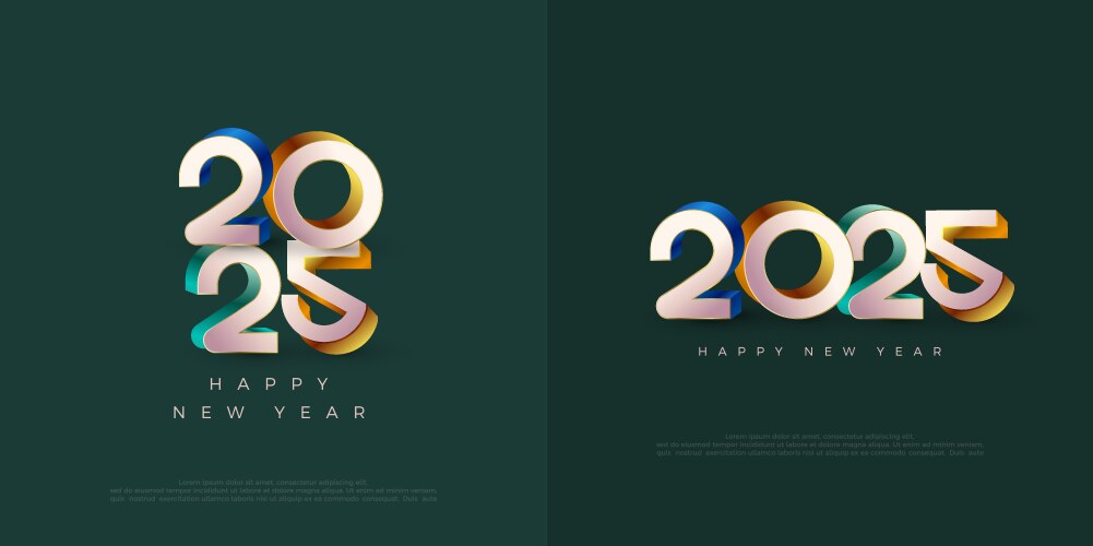 Happy new year 2025 design with colorful 3d vector image