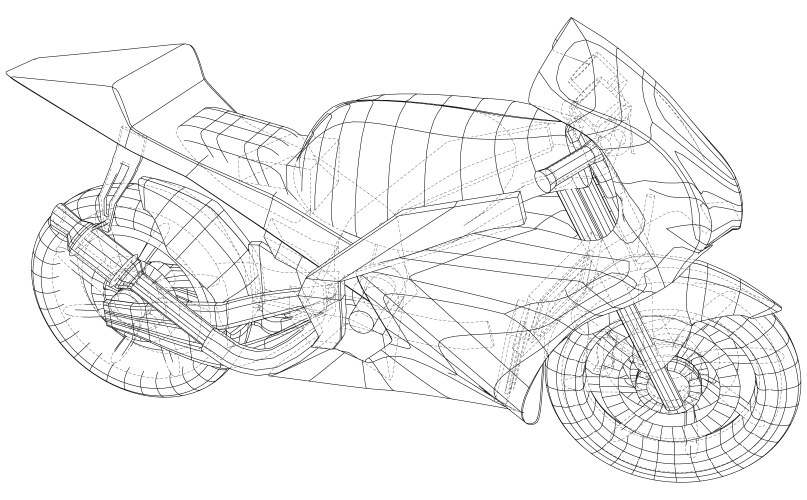 Sport motorcycle technical wire-frame Royalty Free Vector