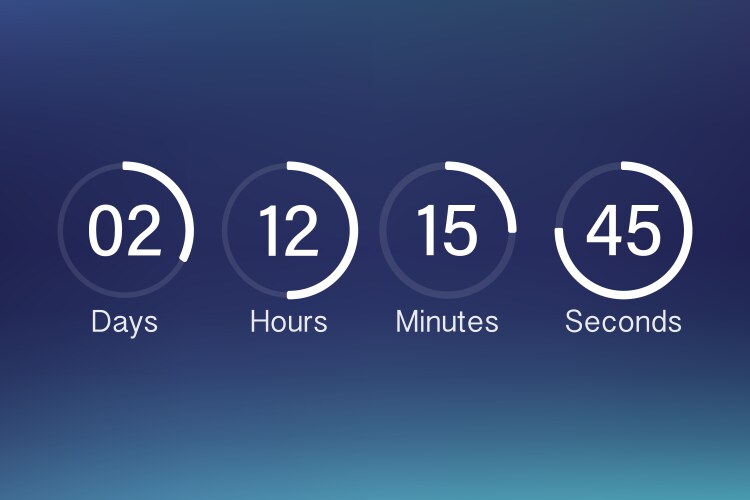 Countdown clock counter timer ui app digital vector image