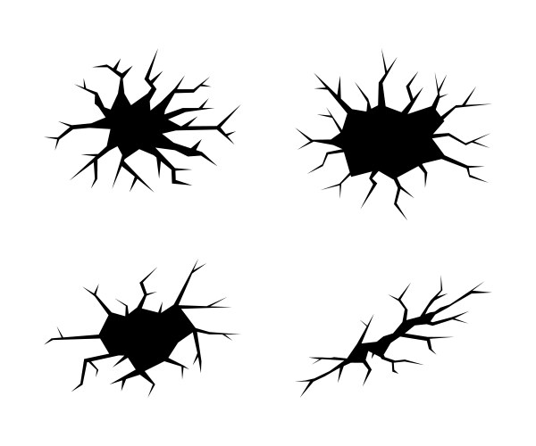 Ground cracks earthquake cracking holes set Vector Image