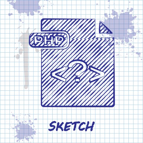 Sketch line php file document download button vector image