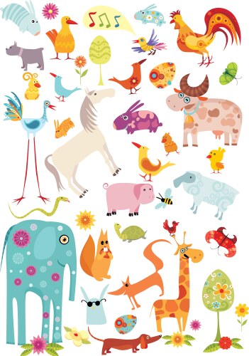 Group of wild animals zoo frame Royalty Free Vector Image