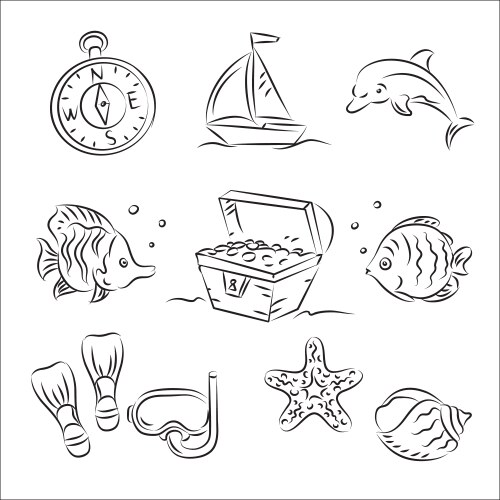 Scuba diving vintage labels spearfishing Vector Image