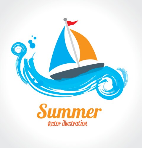 Summer design over white and blue background Vector Image