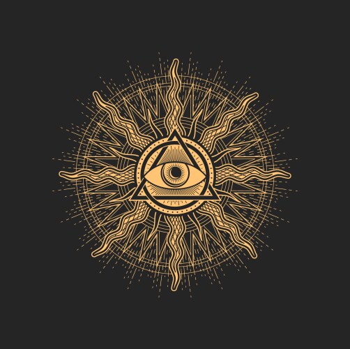Sun and eye esoteric occult pentagram tarot sign Vector Image