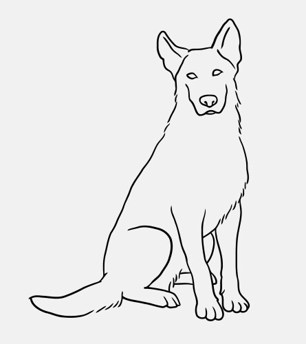 german shepherd sitting pet dog doodle style vector