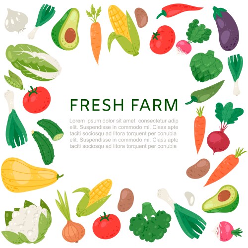 Colorful fruit and vegetable frame border Vector Image