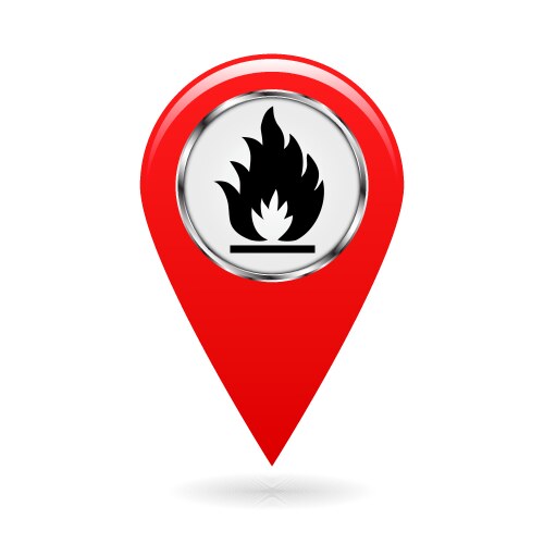 Map pointer index of flammable substances vector image