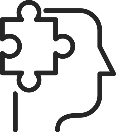 problem solving line icon head with puzzle piece vector image