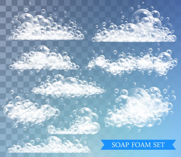 Realistic bath foam with bubbles isolated Vector Image