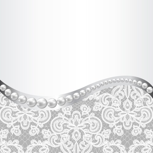 Lace background and pearl necklace Royalty Free Vector Image