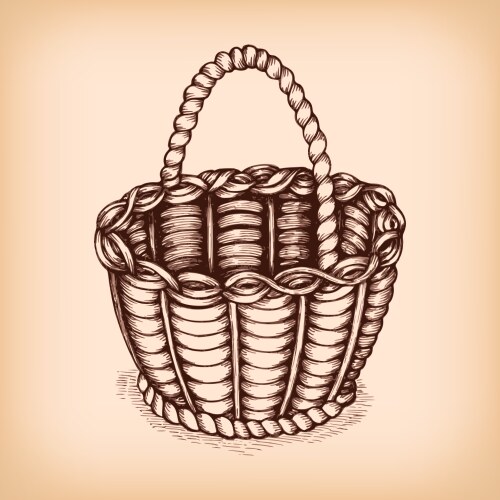 Wicker basket realistic isolated Royalty Free Vector Image