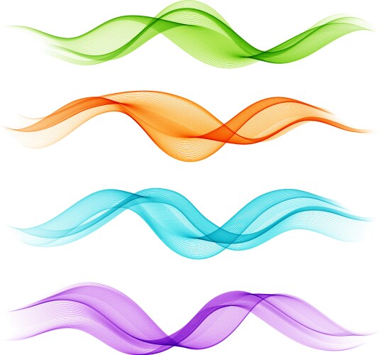 Abstract colorful transparent wave collection vector image