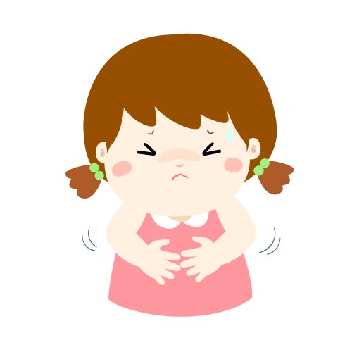 Little girl having stomach ache cartoon vector image