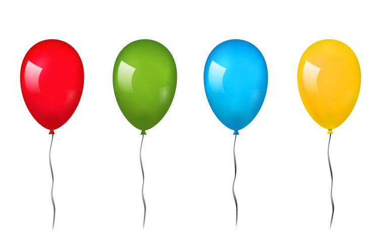 Set of flying balloons red orange pink blue green Vector Image