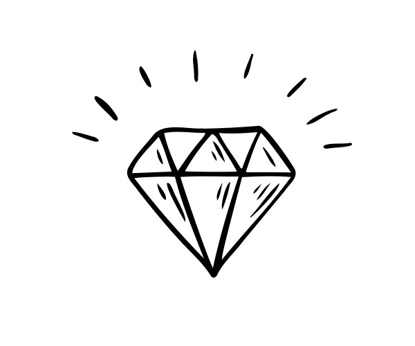 Diamond doodle icon hand drawn style outline Vector Image